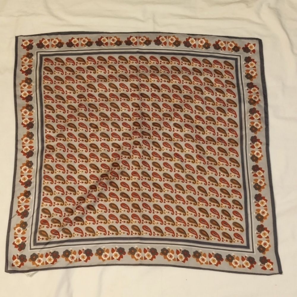 Vintage Blue and Orange Handkerchief/Scarf